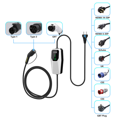3.5kW 7kW 11kW ইভি চার্জার এসি পোর্টেবল চার্জিং পিল আইপি 65 জলরোধী