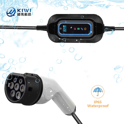 220V KIWI 3.5KW পোর্টেবল ইভি চার্জার টাইপ 2 16A J1772 বৈদ্যুতিক গাড়ির চার্জিং স্টেশন জন্য