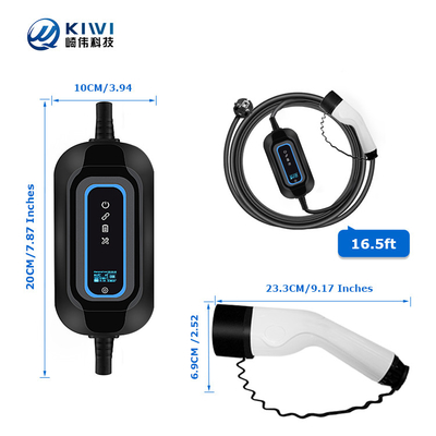 220V KIWI 3.5KW পোর্টেবল ইভি চার্জার টাইপ 2 16A J1772 বৈদ্যুতিক গাড়ির চার্জিং স্টেশন জন্য