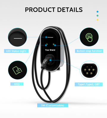 220Vac /-10% আউটপুট ভোল্টেজ 7kw টাইপ2 ওয়ালবক্স 32A কারিকা ই জিওকা ইভি চার্জার হোম